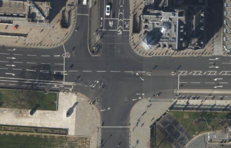 super high-res 5cm aerial photograph over a road crossing
